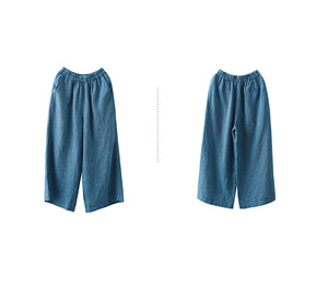 Quần baggy linen lưng thun ống đứng hai túi chéo - NU10446