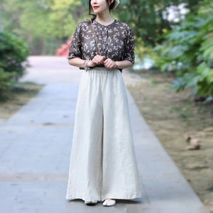 Quần baggy linen lưng thun ống rộng túi chéo - NU9825