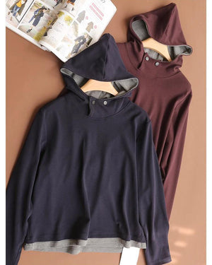 Áo hoodies dài tay kiểu cổ đứng khuy bấm - A554