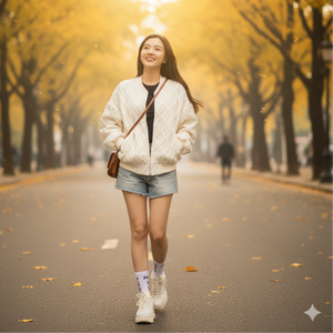 Áo khoác dài tay cổ bóng chày kiểu trần trám - A427