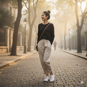 Áo T-shirt dài tay cổ tròn đơn sắc - A115