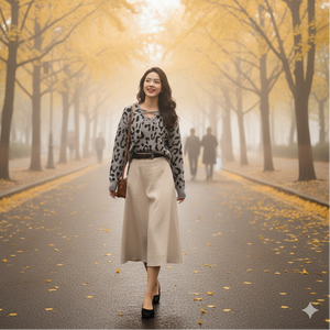 Áo len cashmere dài tay cổ V đan dây hoa văn trừu tượng - A372