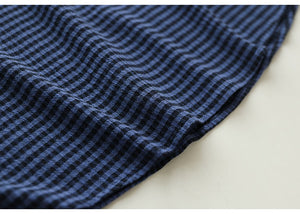 Áo sơ mi linen ngắn tay cổ pipi khuy cài sau kẻ caro - NU8888