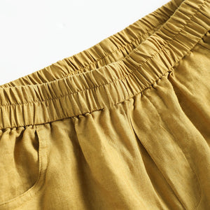 Quần baggy linen lưng thun hai túi chéo một màu - NU8894