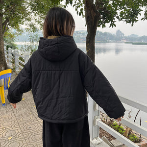 Áo khoác trần bông dài tay có mũ hai túi vuông form rộng - NU9440