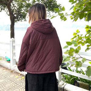 Áo khoác trần bông dài tay có mũ hai túi vuông form rộng - NU9440