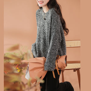 Áo len dài tay cổ tròn form rộng một màu - NU9606