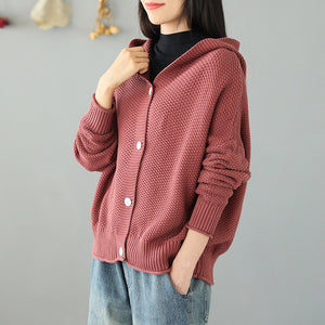 Áo khoác cardigan len đan dài tay có mũ khuy cài - NU9613