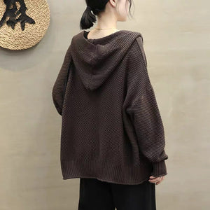 Áo khoác cardigan len đan dài tay có mũ khuy cài - NU9613