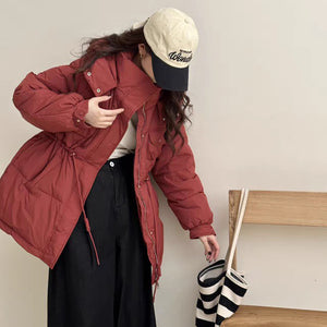 Áo khoác parka dài tay cổ đứng có mũ lót lông - NU9618