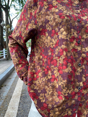 Áo sơ mi dài tay cổ đức in hoa lá - A187
