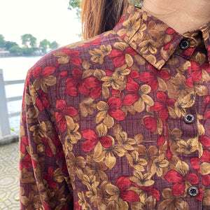 Áo sơ mi dài tay cổ đức in hoa lá - A187