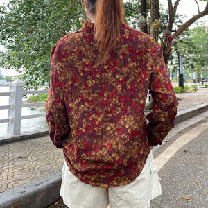 Áo sơ mi dài tay cổ đức in hoa lá - A187