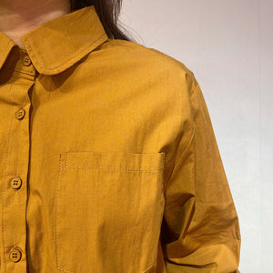 Áo sơ mi dài tay cổ cánh sen vạt mullet một túi - A286