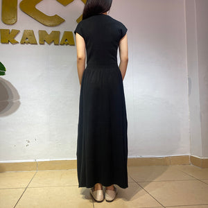 Đầm liền dệt kim sát nách cổ V bóp eo - D013