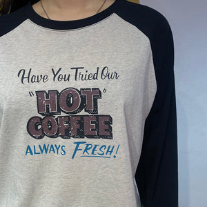 Áo T-shirt dài tay cổ tròn hot caffee - A087