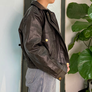 Áo khoác da jacket dài tay cổ đức hai túi - A369