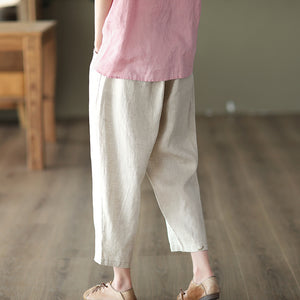 Quần baggy linen lưng thun túi vuông một màu - NU6970