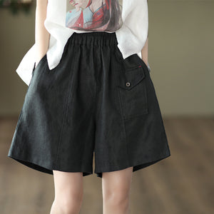 Quần sooc linen lưng thun hai túi chéo một túi kiểu - NU7117
