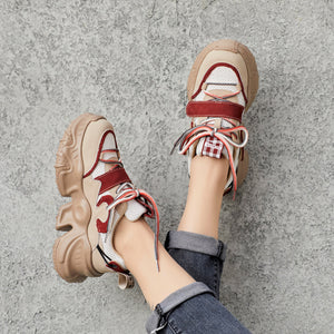 Giày da retro Sneaker quai dán để cao - OD1362