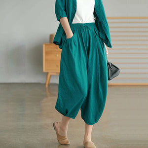 Quần baggy linen lưng thun túi tròn - NU5589