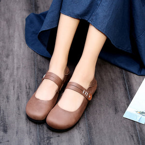 Giày da retro Morigirl quai đôi thủ công - NU4818