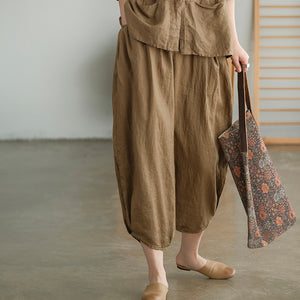Quần baggy linen lưng thun túi tròn - NU5589