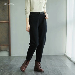 Quần baggy retro ống đứng kèm thắt lưng hai túi sau - NU7954