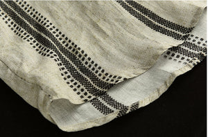 Áo sơ mi linen ngắn tay cổ pipi hoa văn kẻ sọc - NU7470