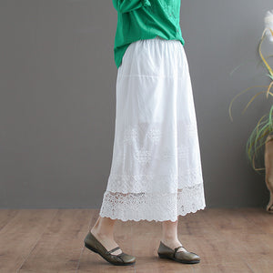 Quần baggy linen lưng thun thêu ren - NU5325