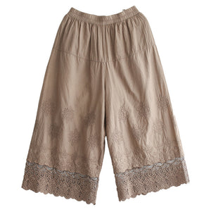 Quần baggy linen lưng thun thêu ren - NU5325