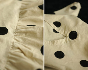 Đầm liền linen ngắn tay cổ V chấm bi - NU5767