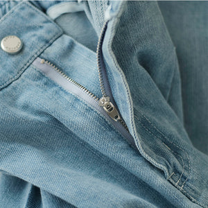 Quần baggy denim ống đứng lưng cao hai túi chéo - NU7387