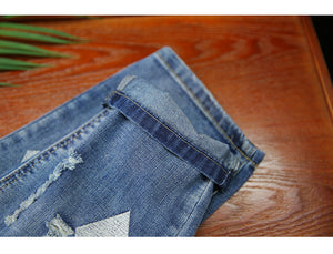 Quần baggy denim thêu hình quả trám - NU2450 - kamaka.vn - thời trang nhật