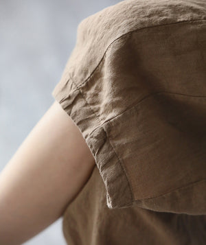 Quần baggy lửng linen lưng thun một màu hai túi chéo  - NU7076
