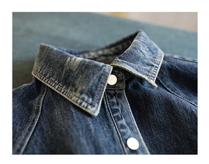 Áo khoác denim dài tay cổ đức hai túi ngang - NU3345 - kamaka.vn - thời trang nhật