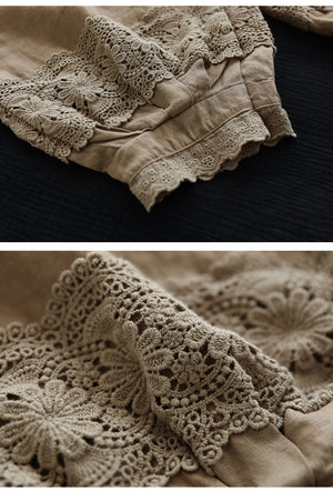 Quần baggy linen lưng thun ống túm thêm hoa lá - NU6990