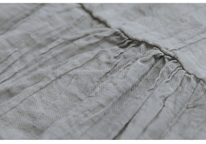 Áo sơ mi linen ngắn tay cổ V hai túi vuông vạt ngang - NU7422