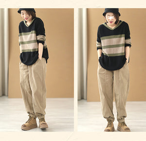 Áo len hoodies dài tay kẻ sọc ngang - NU7879