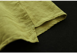 Áo T-shirt linen sát nách cổ tròn túi caro thêu hoa - NU8412