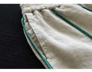 Quần baggy linen lưng thun may đường sọc - NU7293