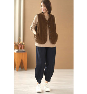 Áo khoác gile nhung sát nách cổ đứng - NU7698