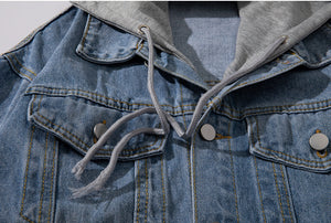 Áo khoác denim retro dài tay có mũ - NU7881