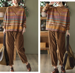 Quần baggy nhung tăm lưng thun hai túi ngang - NU7813
