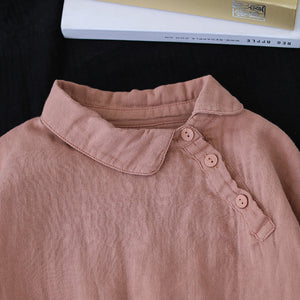 Áo sơ mi linen dài tay cổ pipi khuy chéo - NU8140