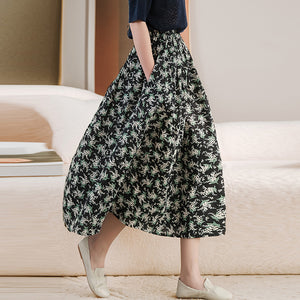 Chân váy lưng thun xếp ly in hoa liti - NU8647