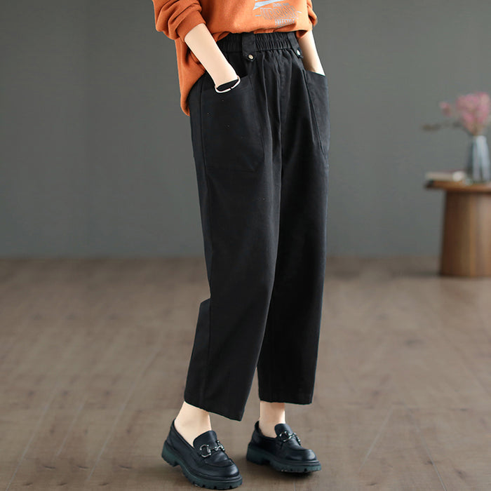 Quần baggy lưng thun retro hai túi ngang một màu - NU7663