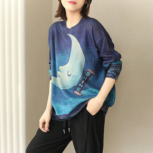 Áo len cashmere dài tay cổ tròn in những ngôi sao - NU7778