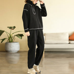 Bộ đồ thể thao gồm áo T-shirt dài tay cổ đứng và quần baggy lưng thun - NU7995