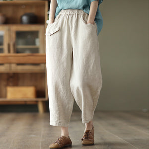 Quần baggy linen lưng thun ba túi kiểu - NU7250